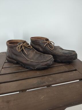 Twisted X Women's Chukka Driving Moccasins Brown Leather Size 8.5M
